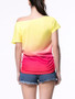 Casual Gradient One Shoulder Short Sleeve T-Shirt