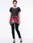 Casual Floral Printed Short Sleeve T-Shirt With Asymmetric Hem