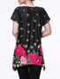 Casual Floral Printed Short Sleeve T-Shirt With Asymmetric Hem