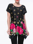 Casual Floral Printed Short Sleeve T-Shirt With Asymmetric Hem