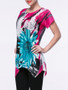 Casual Floral Printed Short Sleeve T-Shirt With Asymmetric Hem