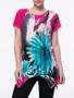 Casual Floral Printed Short Sleeve T-Shirt With Asymmetric Hem