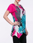 Casual Floral Printed Short Sleeve T-Shirt With Asymmetric Hem