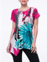 Casual Floral Printed Short Sleeve T-Shirt With Asymmetric Hem