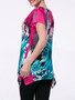 Casual Floral Printed Short Sleeve T-Shirt With Asymmetric Hem