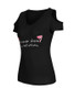 Casual Designed Open Shoulder Short Sleeve T-Shirt In Letters Printed