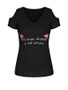 Casual Designed Open Shoulder Short Sleeve T-Shirt In Letters Printed