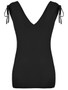 Casual Deep V-Neck Ruched Solid Rhinestone Sleeveless T-Shirt
