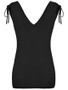 Casual Deep V-Neck Ruched Solid Rhinestone Sleeveless T-Shirt