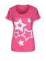 Casual Color Block Star Round Neck Short Sleeve T-Shirt