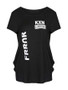 Casual Loose Color Block Letters Short Sleeve T-Shirt