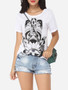 Casual Cartoon Printed Modern Round Neck Short-sleeve-t-shirt