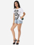 Casual Cartoon Printed Modern Round Neck Short-sleeve-t-shirt