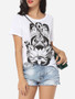 Casual Cartoon Printed Modern Round Neck Short-sleeve-t-shirt