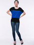 Casual Brief Style Color Block Round Neck Short Sleeve T-Shirt