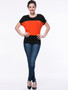 Casual Brief Style Color Block Round Neck Short Sleeve T-Shirt