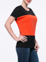 Casual Brief Style Color Block Round Neck Short Sleeve T-Shirt