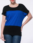 Casual Brief Style Color Block Round Neck Short Sleeve T-Shirt