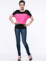 Casual Brief Style Color Block Round Neck Short Sleeve T-Shirt