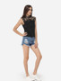 Casual Bowknot Halter Dacron Hollow Out Lace Patchwork Plain Sleeveless-t-shirt