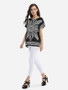 Casual Batwing Loose Fitting Round Neck Dacron Printed Short Sleeve T-shirt