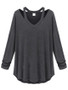 Casual Attractive V Neck Plain Long-sleeve-t-shirt