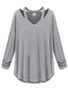 Casual Attractive V Neck Plain Long-sleeve-t-shirt