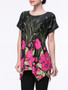 Casual Attractive Floral Printed Short Sleeve T-Shirt With Asymmetric Hem
