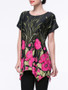 Casual Attractive Floral Printed Short Sleeve T-Shirt With Asymmetric Hem