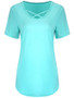 Casual Asymmetric Neck Plain Short Sleeve T-Shirt