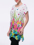 Casual Asymmetric Hem Short Sleeve T-Shirt In Floral Printed