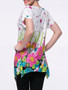 Casual Asymmetric Hem Short Sleeve T-Shirt In Floral Printed