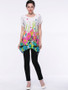 Casual Asymmetric Hem Short Sleeve T-Shirt In Floral Printed