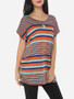Casual Assorted Colors Printed Striped Modern Round Neck Short-sleeve-t-shirt