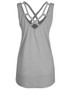 Casual V-Neck Solid Hollow Out Sleeveless T-Shirt