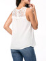 Casual Solid Round Neck Patchwork Hollow Out Sleeveless T-Shirt