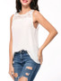 Casual Solid Round Neck Patchwork Hollow Out Sleeveless T-Shirt