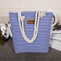 Casual Girl Casual Summer Canvas Shopping Handbag Shoulder Bag Striped Beach Large Bags