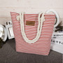 Casual Girl Casual Summer Canvas Shopping Handbag Shoulder Bag Striped Beach Large Bags