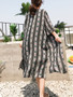 Casual Printed Vertical Striped Longline Side Slit Kimono