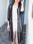 Casual Longline See-Through Vertical Striped Kimono