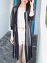 Casual Longline See-Through Vertical Striped Kimono