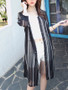 Casual Longline See-Through Vertical Striped Kimono