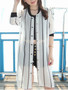 Casual Longline See-Through Vertical Striped Kimono