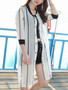 Casual Longline See-Through Vertical Striped Kimono