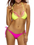 Casual Strappy Cutout Color Block Halter Triangle Bikini