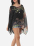 Casual Batwing Dacron Floral Printed Kimono