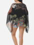 Casual Batwing Dacron Floral Printed Kimono