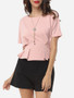 Casual Plain Graceful Elegant Round Neck Short-sleeve-t-shirt