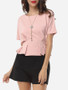 Casual Plain Graceful Elegant Round Neck Short-sleeve-t-shirt